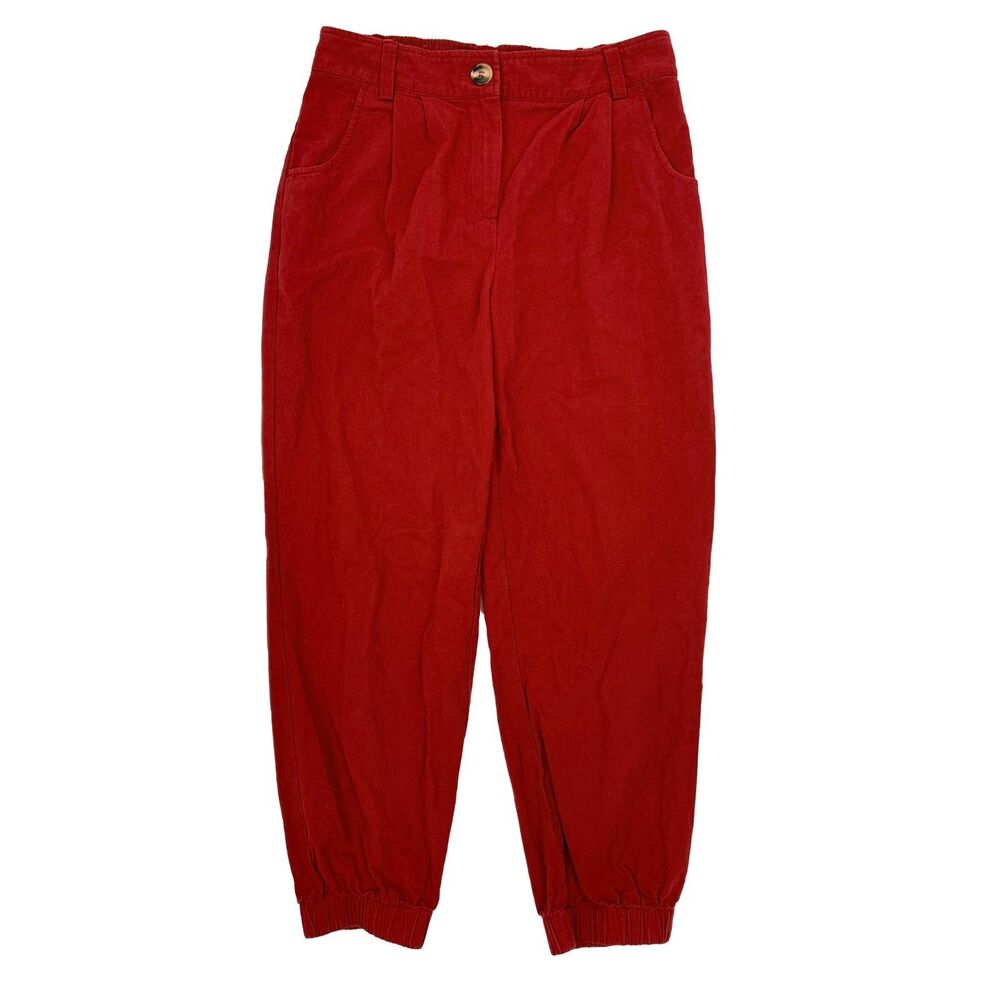 HALARA Mid-Rise Zipper Pocket Casual Cotton Jogger Pant S Red EUC B46